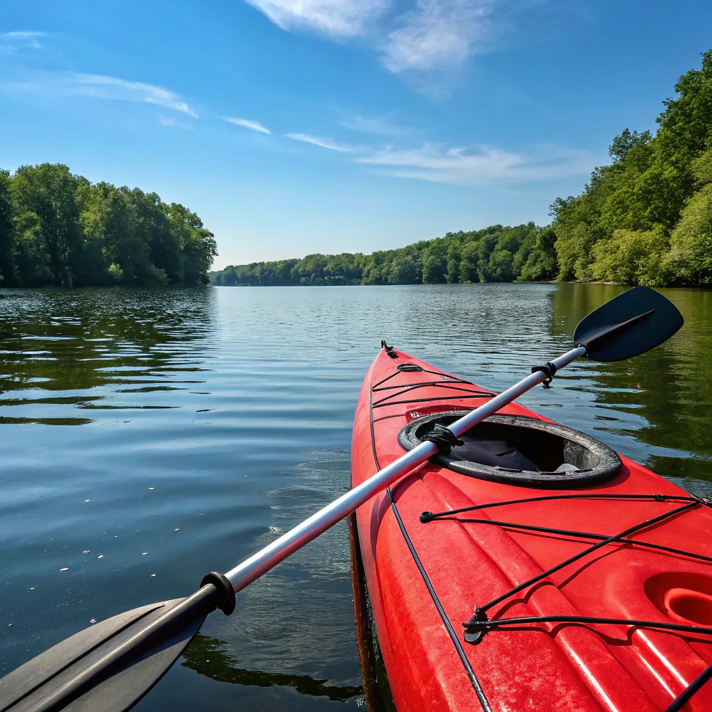 Red Kayak with Paddle
